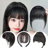 Popxstar 4 Colours Bangs Headband Synthetic Bangs Hair Extension Fake Fringe Natural Hair Clip on Hairpieces Women Invisible Natural Clip