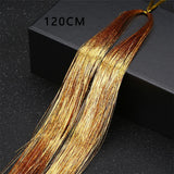 Popxstar Shiny Threads Glitter Hair Tinsel Kit Gold Silk Hair Glitter String Extensions Accessories for Women Headdress