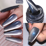 Popxstar 10ml Rainbow Purple Water Light Cat Magnetic Gel Nail Polish Shining Sliver-light Holographics Semi Permanent UV Gel