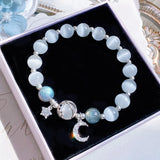 popxstar1 Starry Cat's Eye Stone Bracelet For Female Instagram In A Niche Design, New Grey Moonlight Star Moon Crystal Bracelet-805088