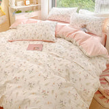 Popxstar Ins Pink Flowers Bedding Set Flat Bed Sheet Duvet Cover Twin Full Queen Nordic Bed Linen Boy Girl Bedding Sets Flower Cherry