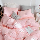 Popxstar Ins Pink Flowers Bedding Set Flat Bed Sheet Duvet Cover Twin Full Queen Nordic Bed Linen Boy Girl Bedding Sets Flower Cherry