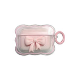Popxstar 3D Bow Wave Case for Apple AirPods 1 2 Case Pink Floral Girls Cover for AirPods  Pro Wireless Box With Keychain