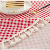 Popxstar  Cotton Linen Nordic Round Tablecloth Yellow Striped  White Tassel Lace Christmas Tree Dining Table Cover Washable Table Cloth