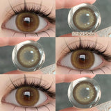 Popxstar 2PCS Big Grey Contact Lenses for Eyes Myopia Colored Contact Lens Natural Brown Pupils Gradient Contact Lens Black Lens