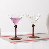 Popxstar  Retro Colorful Polka Dots Glass Cup Transparent Cocktail Glasses High Footed Cocktail Champagne Glasses Home Bar Party Drinkware