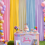 5 Panels Wedding Backdrop Drapes Soft Chiffon Rainbow Pastel Background Curtains for Birthday Baby Shower Party Decorative