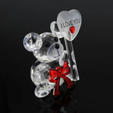 Popxstar Valentines Day Gift Crystal Bear Glass Rose Artificial Flower Fashion Ornament Lovely Animal Wedding Home Decor Christmas Gifts