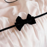 Popxstar Romantic Lace Princess Black Bow Bedding Set Pink Korean Style Duvet/Comforter Cover Set Bed Sheet/Fitted Sheet Pillowcases 4Pcs