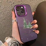 Popxstar  Christmas Tree Aesthetic Autumn Decorative Phone Case For iPhone 16 Pro Max 15 14 13 12 11 XS X XR 7 8 Plus 16E Laser Back Cover