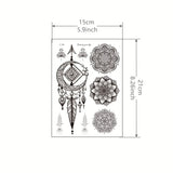Popxstar  2pcs Black Mandala Tattoo Stickers for Girls, Black Lace Lotus Tattoo Mandala Flower Fake Jewelry Pendant Pattern