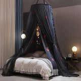 New Folded Bed Canopy Mosquito Net for Girl Women Bedding Romantic Black Yarn 2 Layers Round Dome Tent Curtain Room Decor