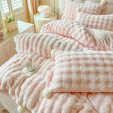 Popxstar cabin weekend inspo Tuscan Faux Fur Warm Fluffy Bedding Set for Winter Skin Friendly Warmth Plush Duvet Cover Set Queen Thickend Blanket Cover Sets