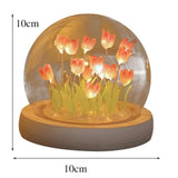 Popxstar Artificial Tulip Flower Night Light Handmade DIY Bedside Lamp LED Night Lamp Bedroom Decor Christmas Birthday Gifts Table Lamp