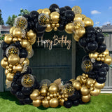 Popxstar 140 Pieces of Black and Gold Balloon Wreath Arch Set. Black and Gold. Colorful Confetti Latex Balloon Anniversary Party Decorati