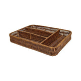 Durable 4 Grids Plastic Woven Storage Basket Anti-Slip Rectangular Kitchen Drawer Organizer Washable Cutlery Organizer Forks