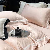 Popxstar  Luxury Satin Jacquard Bedding Set 1000TC Lyocell Cotton Soft Silky Duvet Cover Set Bed Sheet/Fitted Sheet Pillowcases 4Pcs