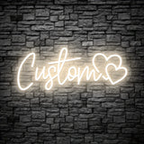Popxstar  Text LED Neon Sign with Double Heart Design - USB-Powered Wall Art for Weddings, Anniversaries, Bedroom Decor