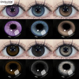 Popxstar  1 pair New Purple Halloween Colored Contact Lenses Beauty Myopia Lens for Eyes Fashion Big Eye Lenses Natural Blue Lenes