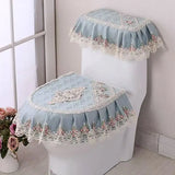 3D Embroidered Toilet Seat Mat Lace Ruffle Edge Toilet Cover Zipper Style Thick Universal Toilet Seat Cushions