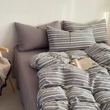 Plaid printing skin-friendly and comfortable double-layer yarn small fresh printing four-piece set, dormitory