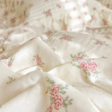 Popxstar  Floral Lace Ruffles 100% Cotton Double Yarn Soft Bedding Set Duvet Cover Quilted Bedspread Bed Skirt Bed Sheet Set Pillowcases