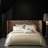 Popxstar  Luxury Embroidery Bedding Set 800TC Lyocell Cotton Soft Silky Cool Feeling Duvet Cover Flat/Fitted Bed Sheet Pillowcases 4Pcs