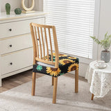 Flowers Print Chair Seat Covers Removable Washable Anti-Dust Stretch Spandex Dining Room Upholstered Chair Cushion Slipcover