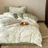 Latest Winter Thickened Milk Fleece 4pcs Bedding Sets Carved Flower Warm Comforter Bedding Sets for Home Bedroom