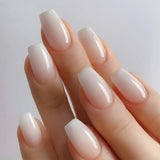 Popxstar 24pcs Gradient Fake Nails French Ballerina Nail Waterproof Faux Medium Coffin false nails Fingernails Press on Nails Tips