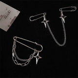 Popxstar Korean Style Metal Butterfly Chain Brooch For Women Men Suit Decoration Tassel Chain Metal Beads Pin Cloth Jewelry Accessories