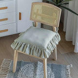 Popxstar 2pcs Ruffled Square Cushion Cover Solid Color Soft Breathable Cute Plain Home Decor Dining Chair Boho Style 100% Cotton Cottage
