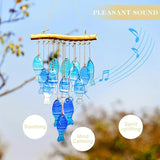 Popxstar  Blue glass sea wind chimes, outdoor glass wind chimes, handcrafted fish wind chimes, large glass wind chimes, beach parties, wed