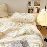 Popxstar Cooling Summer Comforter Bedding Sets Double Sided Cool Feeling Fabric Duvet Summer Blanket Ice Silk Fitted Sheet and Pillowcase
