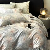 Popxstar  Vintage Green Botanical Flowers Duvet Cover Set 600TC Egyptian Cotton Luxury Soft Bedding Set Fitted Sheet Bed Sheet Pillowcases