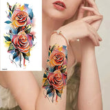 Popxstar Colorful Flower Waterproof Temporary Tattoo Sticker For Women Flash  Pink Heart Rose Butterfly Arm Art Paint Beauty Fake Totem
