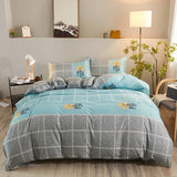Popxstar Bed Linen Bedding set Washed Cotton Four-Piece Bed Sheets Set Comfort Sets Solid Christmas Couple Bed Quilt Cover