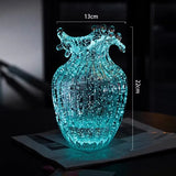 Romantic Luminous glass vase transparent mushroom calabash wave hydroponics dried flowers living room home decoration ornament