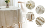 Popxstar Round Tablecloth Solid Color Tassel Cotton Linen Table Cover for Kitchen Dining Party Farmhouse Tabletop Decoration Accessories