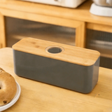 Cutting Board Lid Bread Box With Wooden Lid Spacious Container Bamboo Lid Food Storage Container Fresh Keeping Rectangular Shape