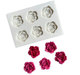Popxstar 6Cavity 3D Rose Shape Silicone Mold DIY Flower Fondant Chocolate Mousse Jelly Cupcake Baking Tool Clay Plaster Resin Craft Mould