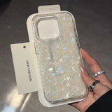 Popxstar  Luxury Glitter Shell Pattern Laser Phone Case For iPhone 17 Air 11 12 13 14 15 16 Pro Max X XR XS Plus Soft IMD Shockproof Cover