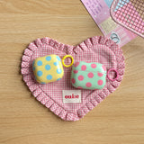 Popxstar Fashion Simple Big Pink Blue Dots Polka Point Pattern Glossy Earphone Case with Ring Cover for AirPods 1 2 3 4 Pro Pro2