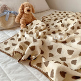 Cotton Double-Layer Gauze Kids Blanket Cute Bear Print Multifunctional Throw Blanket for Kids Beddings Air Conditioner Blanket