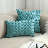 Fashion Car Backrest Cushion Cover Soft Faux Suede Home Decorative Navy Blue Pillow Cover Woven Pattern Green 45x45cm/30x50cm
