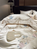 Popxstar  High Precision Damask Egyptian Cotton Flower Embroidery Luxury 4/5Pcs Bedding Set Duvet Cover Flat/Fitted Bed Sheet Pillowcases