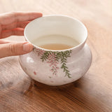 Popxstar  Hand Drawn Wisteria Flower Tea Washing Large Ceramic Tea Set Accessories Desktop Tea Residue Jar