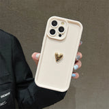Popxstar 3D Gold Heart Silicone Soft Phone Case For iPhone 15 14 13 12 11 16 Pro Max XS XR 7 8 Plus SE 2020 Shockproof Candy Matte Cover