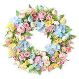 Popxstar  Easter Peony Wreath - Artificial Spring Door Wall Decor, Realistic Faux Flowers for Easter Party, Holiday Home Gift for Women