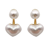 Popxstar Imitation Pearl Earrings For Women Heart Round Stud Earrings Elegant Love Ear Stud Party Wedding Jewelry Valantine Day Gifts